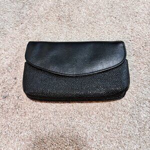 Leather and Rhinestoned Women's Handbag, Black